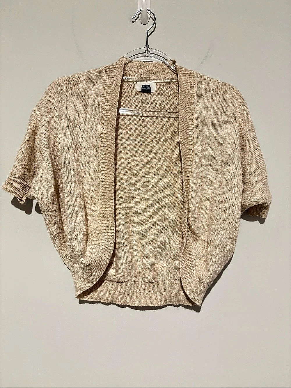 Old Navy Metallic Knit Cardigan Shawl Beige Gold Size XS